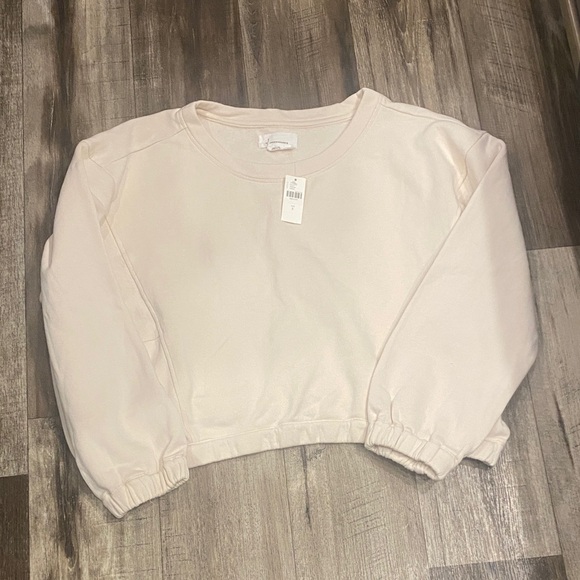 Anthropologie Cream Cropped Sweatshirt. Size S - Picture 1 of 5
